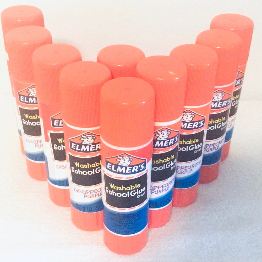 LOT OF 10 ELMER'S WASHABLE SCHOOL PURPLE GLUE STICKS, DISAPPEARING PURPLE